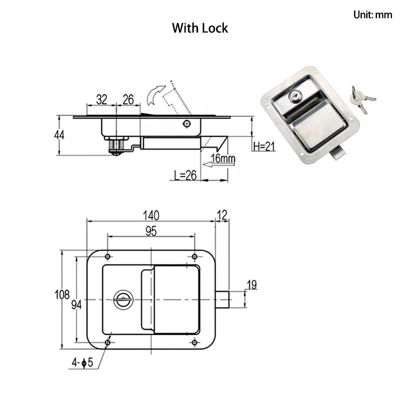 Stainless Steel Panel Lock Industrial Electrical Automation Equipment Container Truck Door Accessories Toolbox Lock