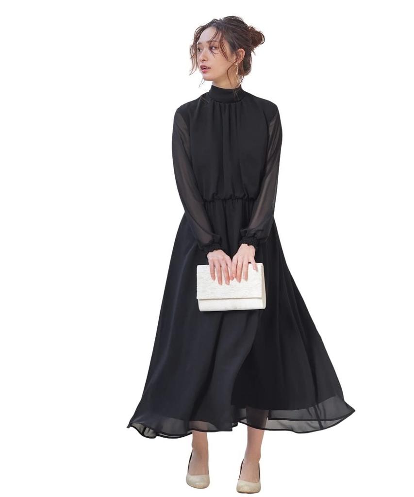 Party Dress Long Dress with Back Ribbon Design Sizes Black M [Nissen] [Wedding/Party Dress] One-Piece <Large Available>