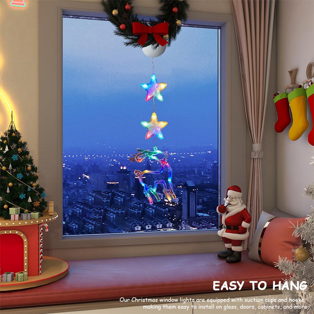 1/3pcs Christmas Indoor Star Window Light with Suction Cup Light Up Hanging Christmas Decoration Christmas Home Shop Party Gifts