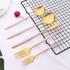 5Pcs/Set Pink Gold Tableware Stainless Steel Matte Dinnerware Cutlery Set Flatware Knife Dessert Fork Spoon Kitchen Accessories For Home