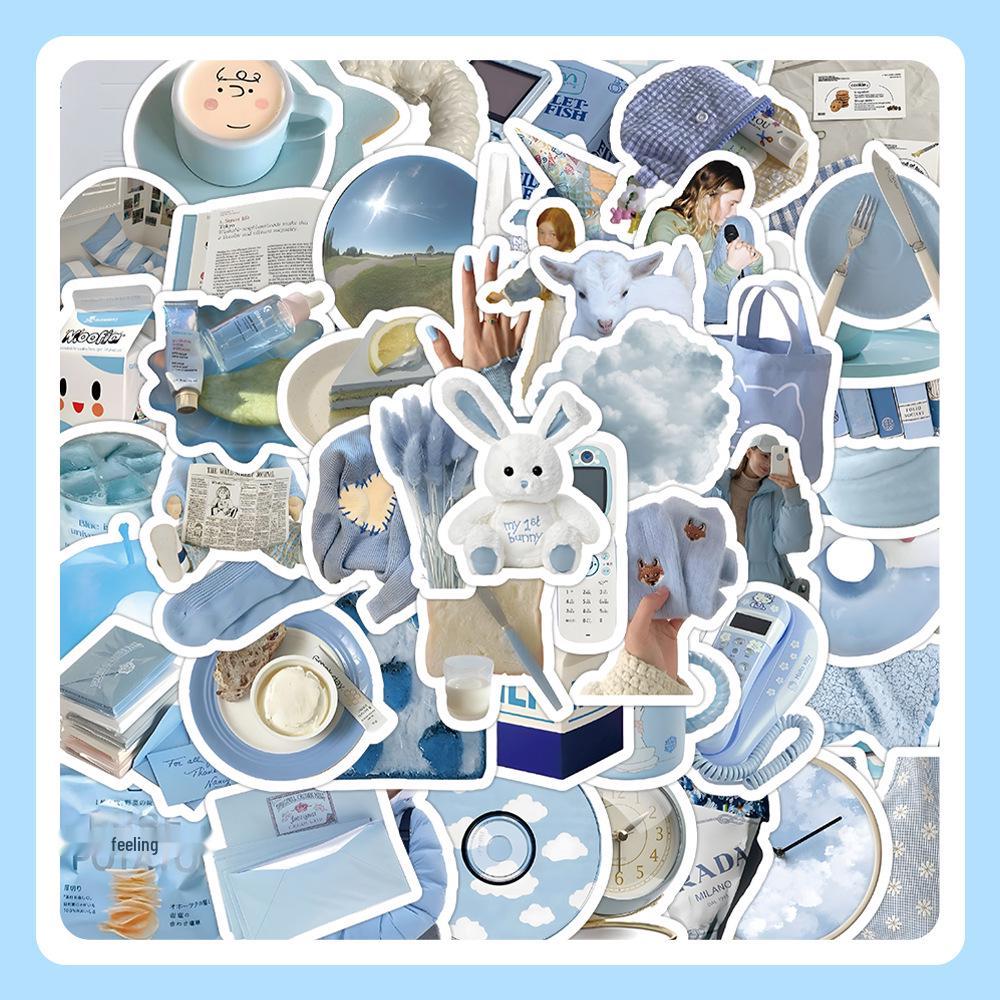 60 листов многоцветных наклеек в стиле ИНС: Реалистичные маленькие объекты в синем, розовом, фиолетовом, желтом и зеленом цветах