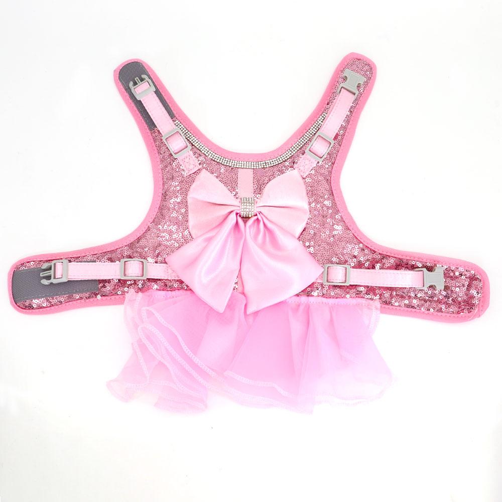 Bowknot Cat Dog Harness Leash Set Lace Crystal Puppy Vest 150cm Lead Nylon Breathable Kitten Harness Dress For Cats Small Dogs