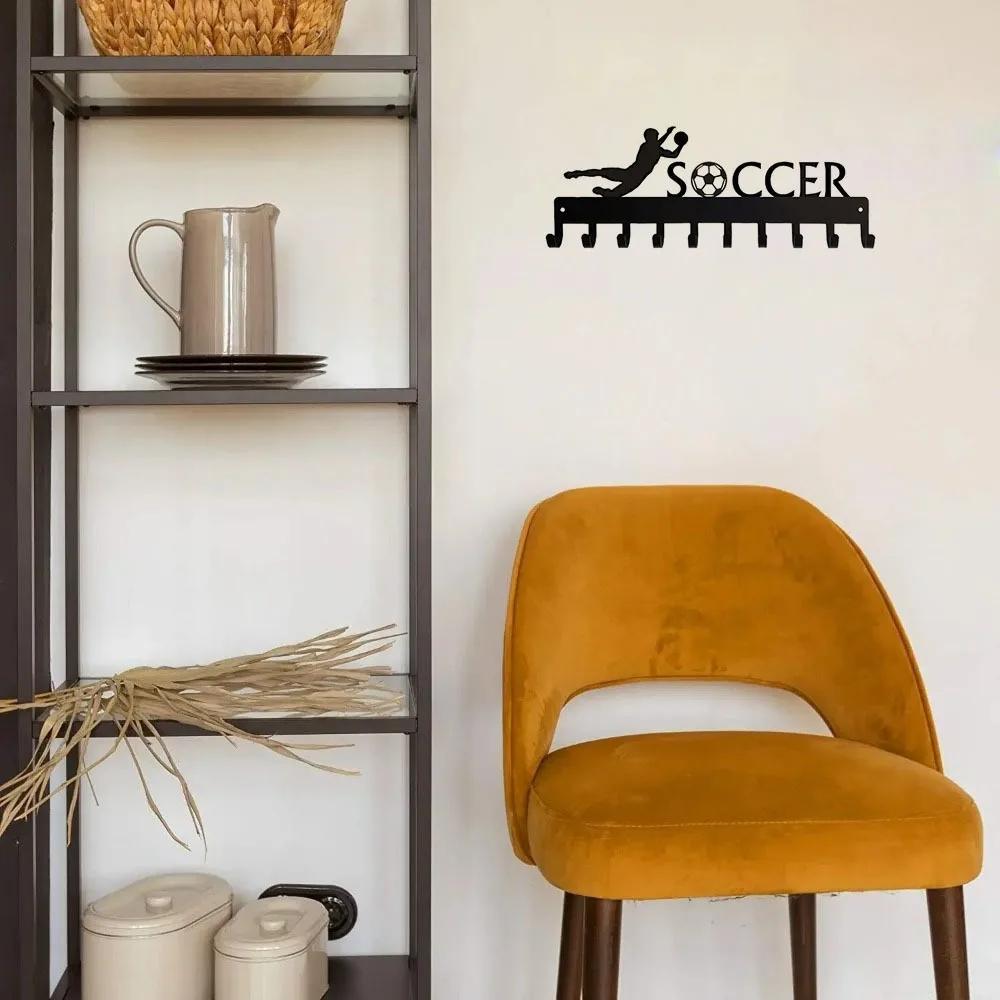 1 шт. вешалка для медалей футбольного вратаря с 10 крючками, металлическая настенная вешалка для ключей, вешалка для полотенец, вешалка для пальто, подарок любителю спорта