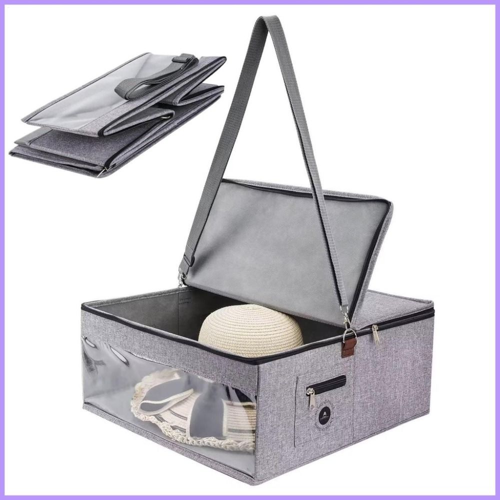 Dustproof Zipper Hat Storage Case with Carrying Handles Cap Organizer for Women Closet