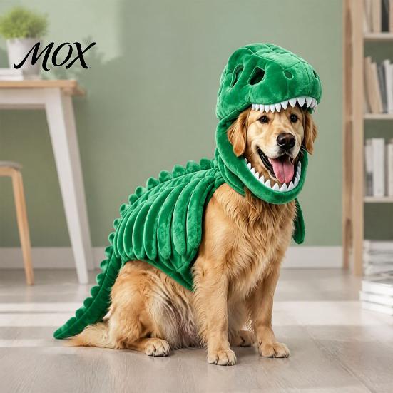 Three Dimensional Dinosaur Back Pet Skeleton Costume, Glow-in-The-Dark 3D Apparel, Halloween Comfortable Polyester Suit Dino Outfit for Dogs