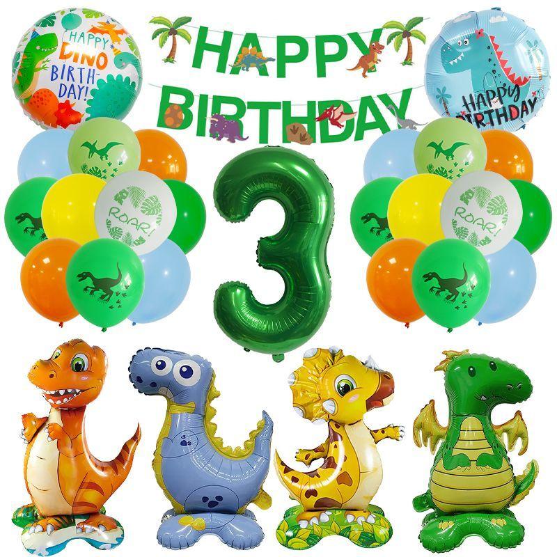Dinosaur-themed Banner Birthday Party Decoration for Children's Birthday Party - Digital Balloon Decoration
