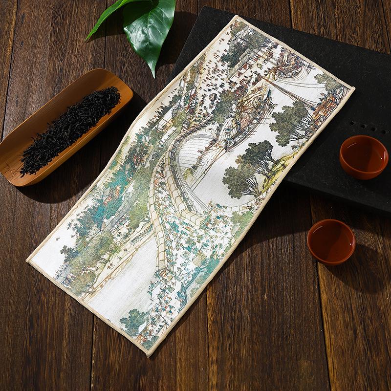 Suede Flannel Lint-Free Absorbent Tea Towel - Ancient Style, High-Grade, Multi-functional Design