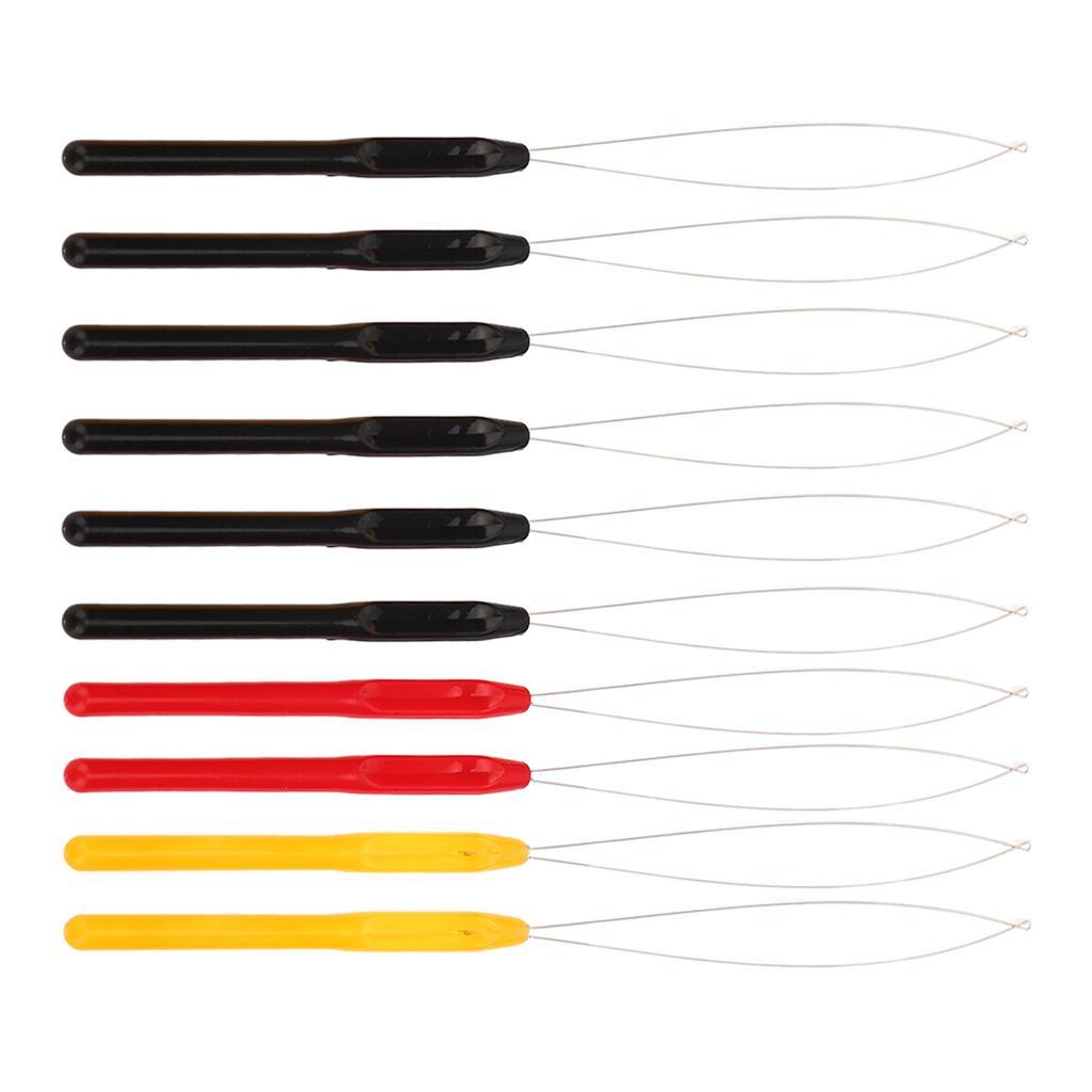 10 шт. Петлевой нитевдеватель Пластиковая ручка Прочный металл Глянцевый Легкий Петля для наращивания волос