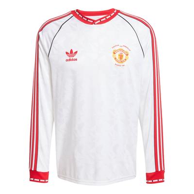 Оригинальная выездная футболка Manchester United SS25 Удобная Модная Универсальная Футбольная футболка с длинным рукавом Мужская футболка Белая Красная JF0375