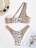 ZAFUL Metal Ring One Shoulder Ethnic Printed Bikini Swimwear