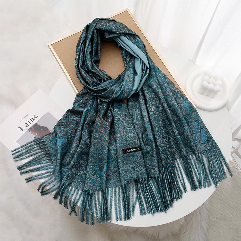 Warm Luxury Brand Cashmere Scarf Women Thick Print Shawl and Wraps Ladies Blanket Foulard Winter Pashmina Bandana Bufanda