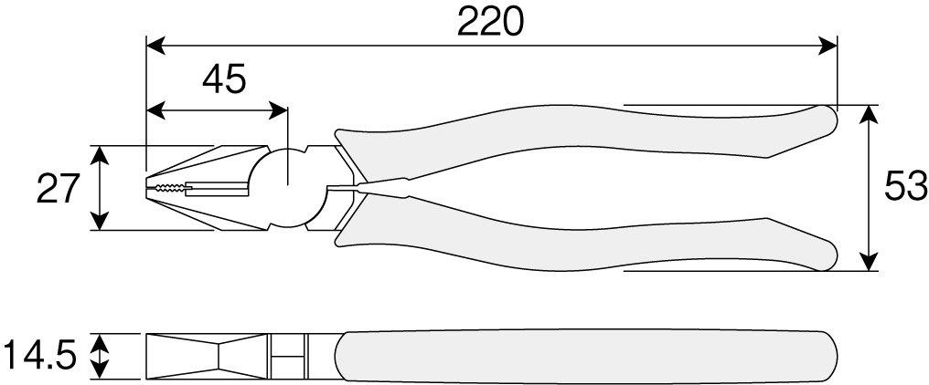 HOZAN for Copper Wire Stranded Wire Wire x Nominal Size Pliers, All-Purpose Pliers, 4.0mm/Copper 5.5mm^2/VVF 2.0mm 3-Core, 200, P-57-200