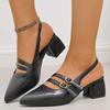 Fashion Fashion Pointed Toe Chunky Heel Sandals for Women Summer 2025 Double Buckle Strap Thick Heeled Pumps Woman Slingback Dress Shoes