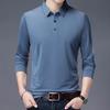 Men's T-shirt Long Sleeve Slim-Fit Korean-Style Young and Middle-Aged Men's Clothing Autumn T-shirt Thin Lapels Solid Color Long-Sleeved T-shirt Men