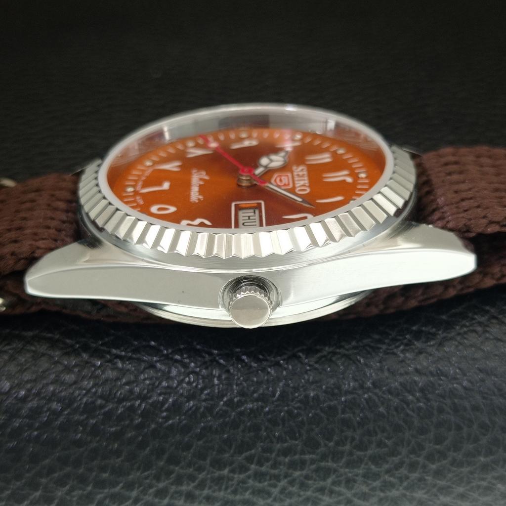 ЯПОНСКИЕ ВИНТАЖНЫЕ ОТРЕМОНТИРОВАННЫЕ МУЖСКИЕ ОРАНЖЕВЫЕ ЧАСЫ SEIKO 5 АВТОМАТИЧЕСКИЕ 6309A a442490-1