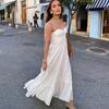 Элегантное белое платье-макси с открытой спиной для женщин, модное летнее пляжное длинное платье без рукавов, женское шикарное уличное праздничное платье