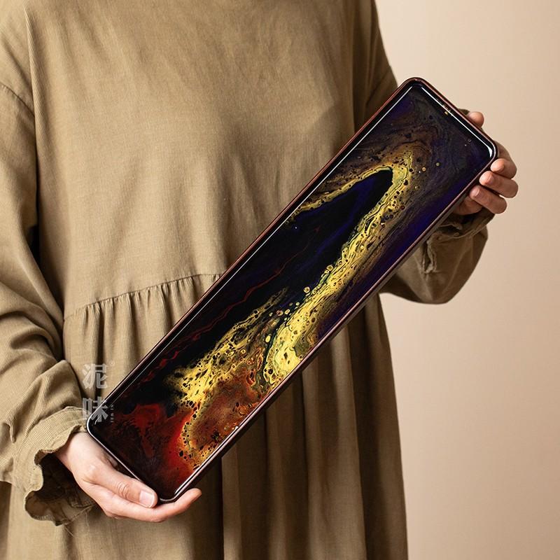 Поднос для чая из цельного дерева из смолы, антикварный лак, бытовой поднос из сухой пены, набор для кунг-фу, поднос с принадлежностями, изолированный коврик