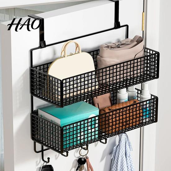 Bedroom Hanging Storage Rack Door Organizer with Hooks Sturdy Construction Mesh Hanger Hook Design Easy to Assemble Detachable Behind Basket