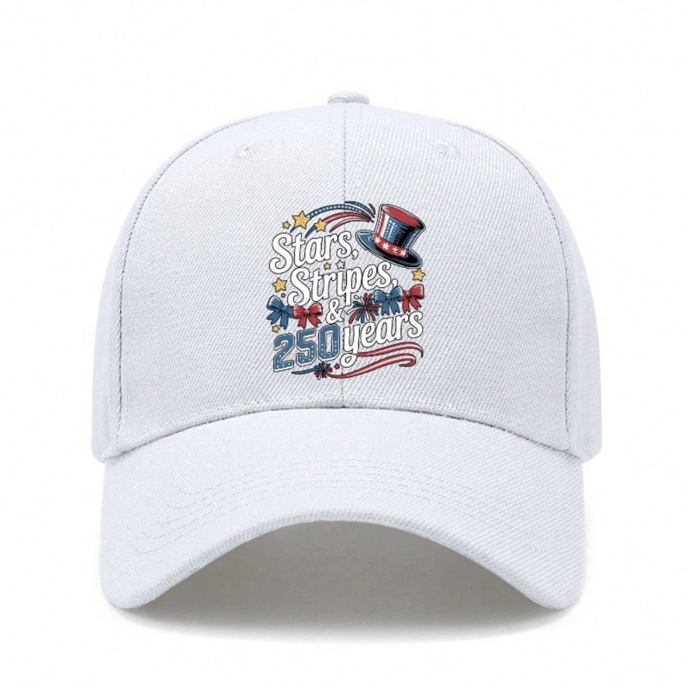 Patriotic Baseball Cap - 250Th Anniversary Stars Stripes Print Polyester Adjustable Hat Breathable Lightweight Unisex Casual Outdoor Sports Holiday