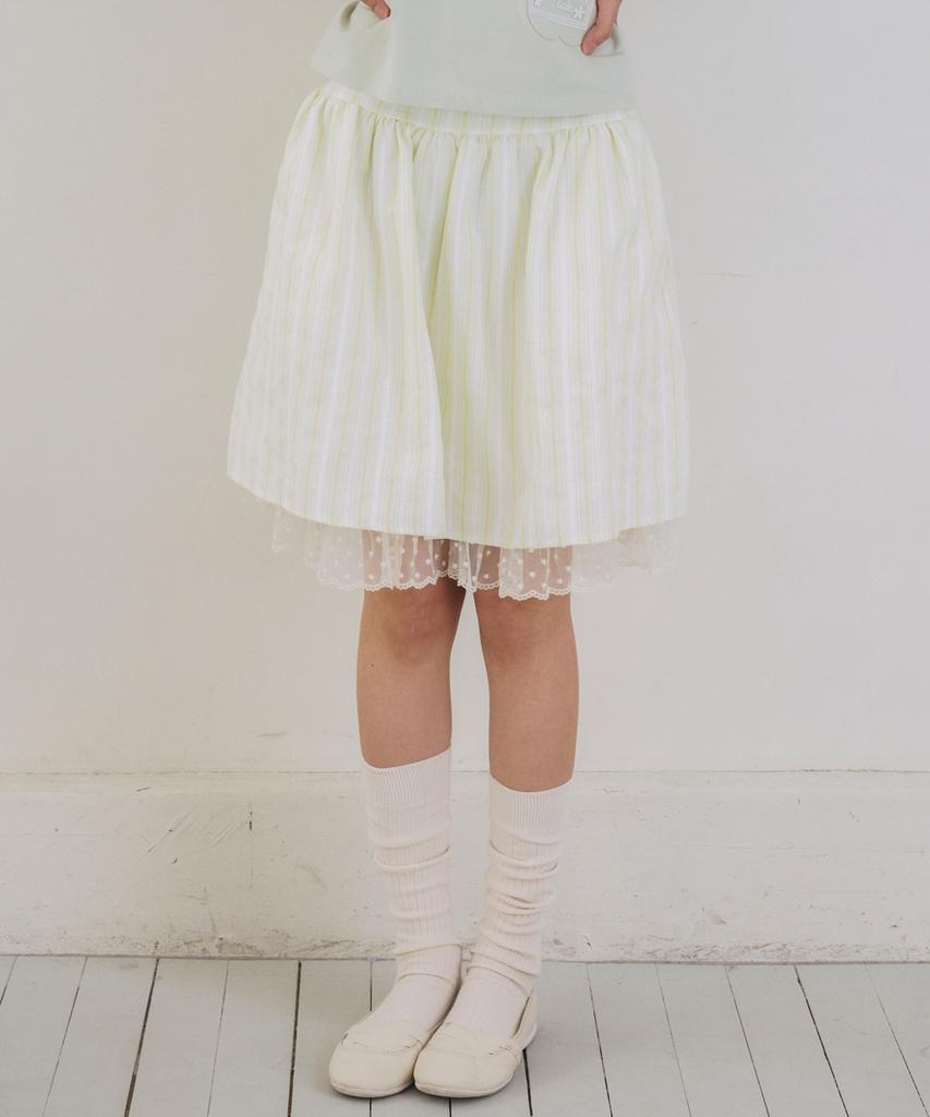 Opish Double Layer Lace Skirt, Yellow