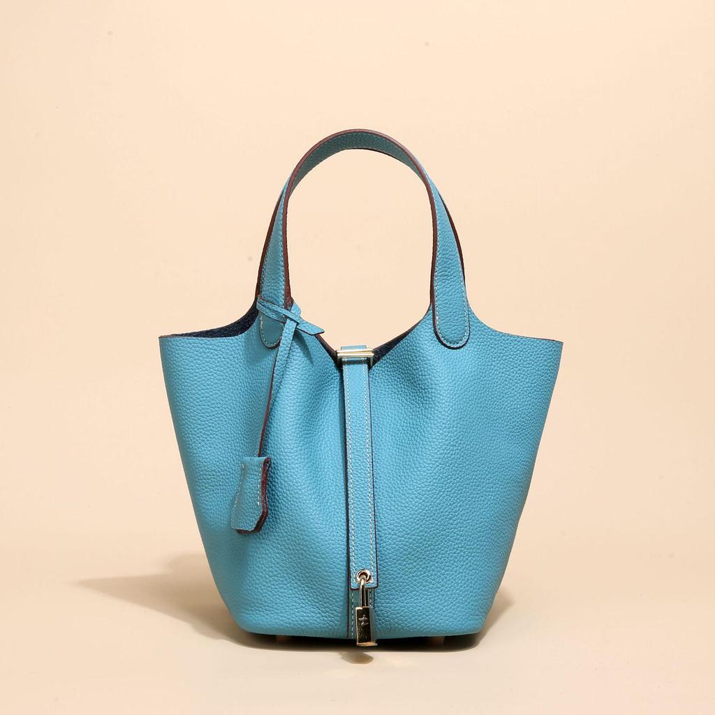 2024 Женская сумка-ведро из натуральной кожи с узором личи - Осенне-зимняя сумка-корзина для овощей