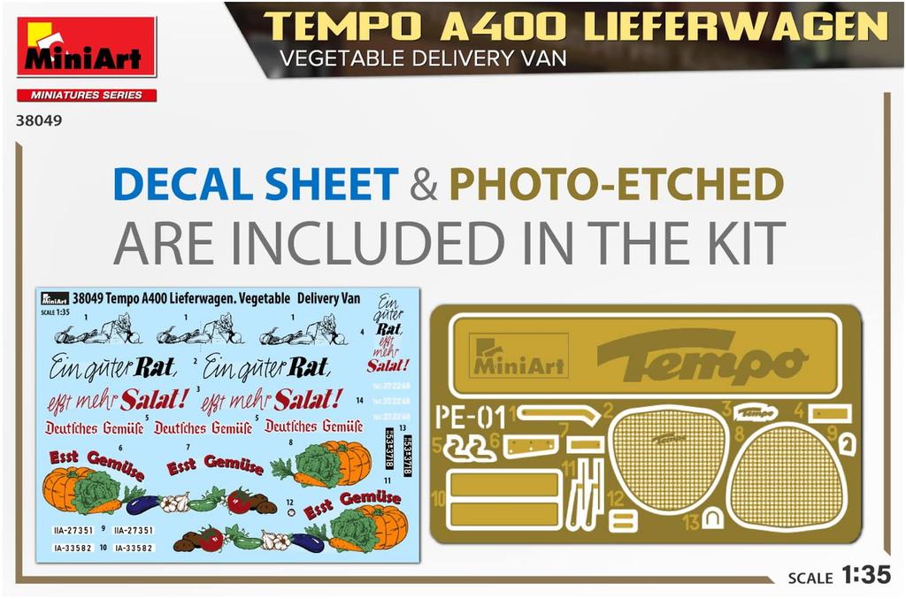 Miniart Tempo A400 Leafer Wagen Фургон для доставки овощей пластиковая модель MA38049 1/35