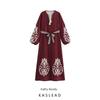 Kaslead New Arrival Women's Clothing Fashion Style Fashion Minimalist Positioning Print Ethnic Style Self-Tie Dress