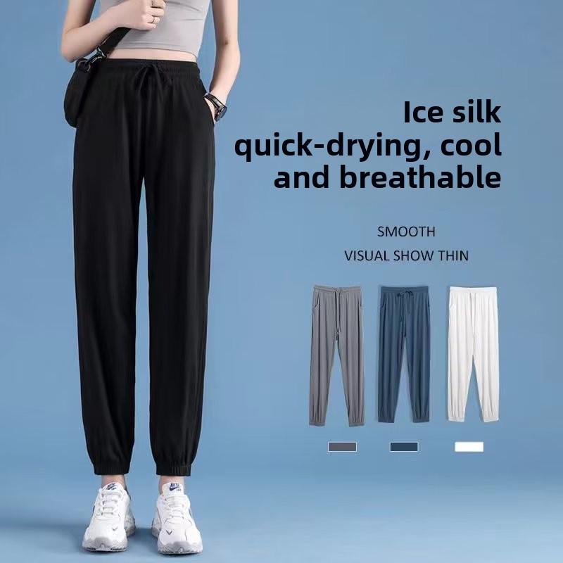 Женские быстросохнущие летние леггинсы Ice Silk — свободные, тонкие, доступны в больших размерах в 2023 году