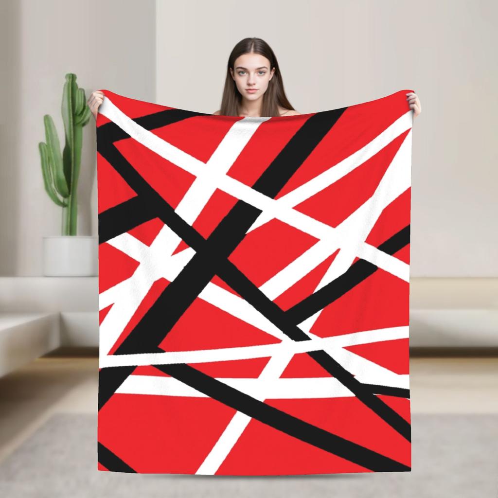 Warm Cozy Blankets Plane Travel Van Halen Blue Rock Stripes Throw Blanket Graphic  Bedspread For Sofa Home