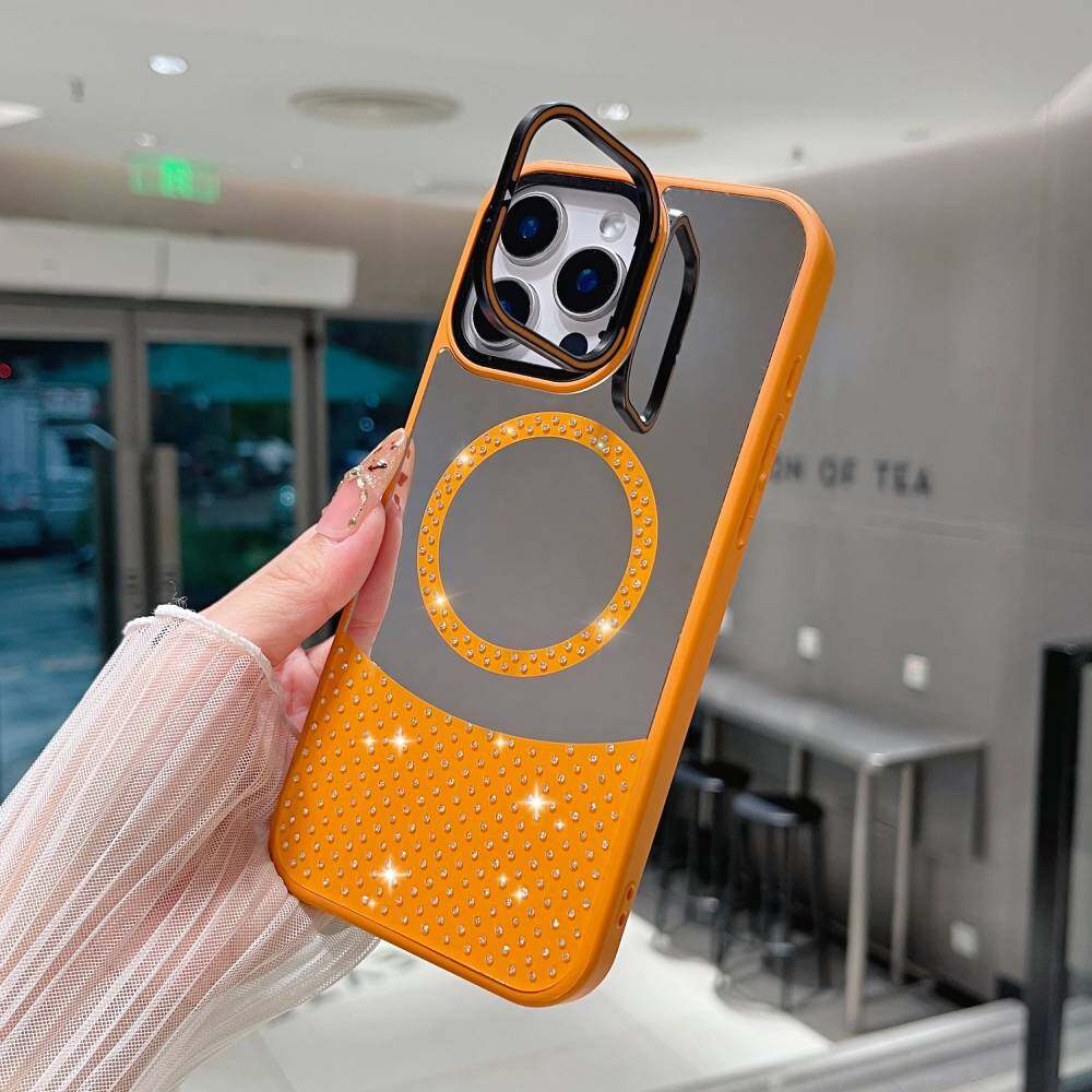 Зеркальный чехол для Samsung Galaxy S23 Ultra/ S23/ S22 Plus/ S21/ S21+ MagSafe Magnetic Fashion Makeup Candy Color Glitter Phone Cover с подставкой