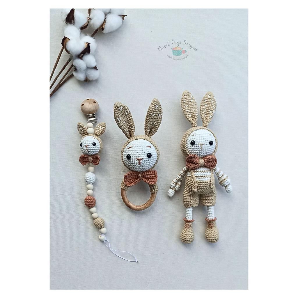 Amigurumi Rabbit Toy - Teether And Pacifier Chain/strap