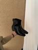 Autumn and winter new retro inner heightening square head western boots women's short boots fashionable rear zipper women's boots