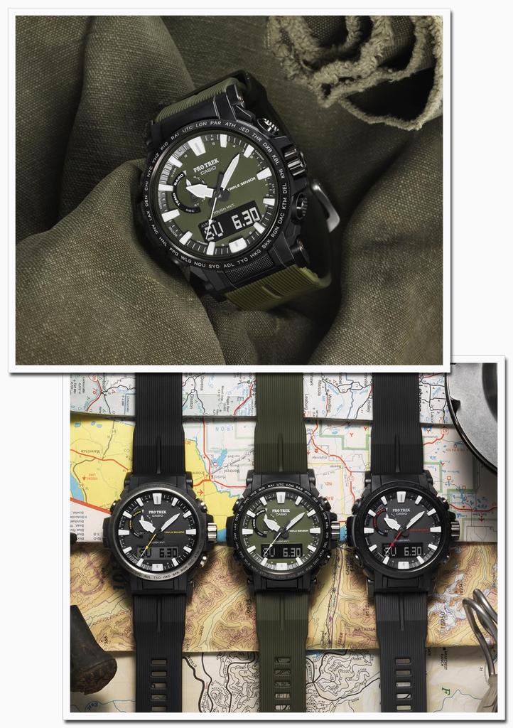 Casio Pro Trek Watch [Official Japanese Product] Climber Line Radio-Controlled Solar Watch with Biomass Plastic Construction, PRW-61Y-3JF, Men's,Green