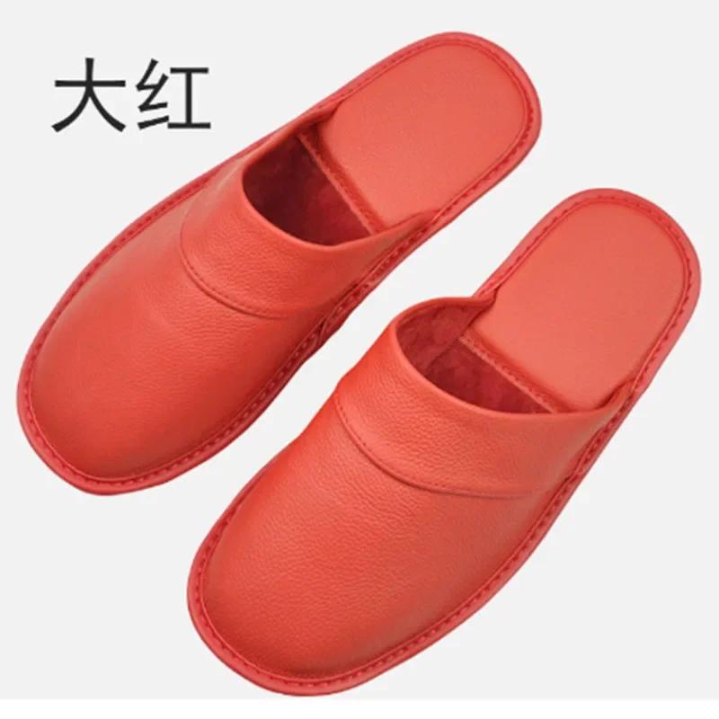 Тапочки из натуральной коровьей кожи для дома, домашние тапочки, весна-осень-лето, для мужчин и женщин, для пожилых людей, нескользящие, повседневные, одинарные, тапочки