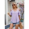 YYFS Women's Fashion Casual Summer Spring Solid Color Print Short Sleeve U-Neck Blouses & Shirts
