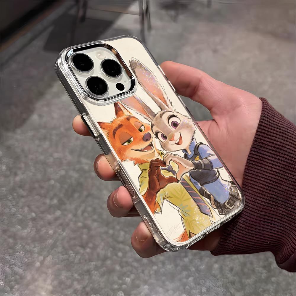 Аниме Z-Зверополис Чехол для телефона для iPhone 17 Air 16 E 15 14 13 12 11 Plus Pro Max Гальванизированный Прозрачный Мягкий Чехол