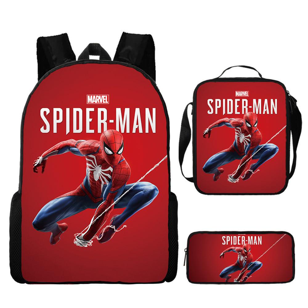Spiderman School Backpack Set With Oxford Fabric Breathable Waterproof For Kids