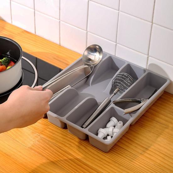 Cutlery Storage Box Classification Organization Large Capacity Multi Compartments Tableware Tray Fork Chopsticks Spoon Drawer Tableware Organizer