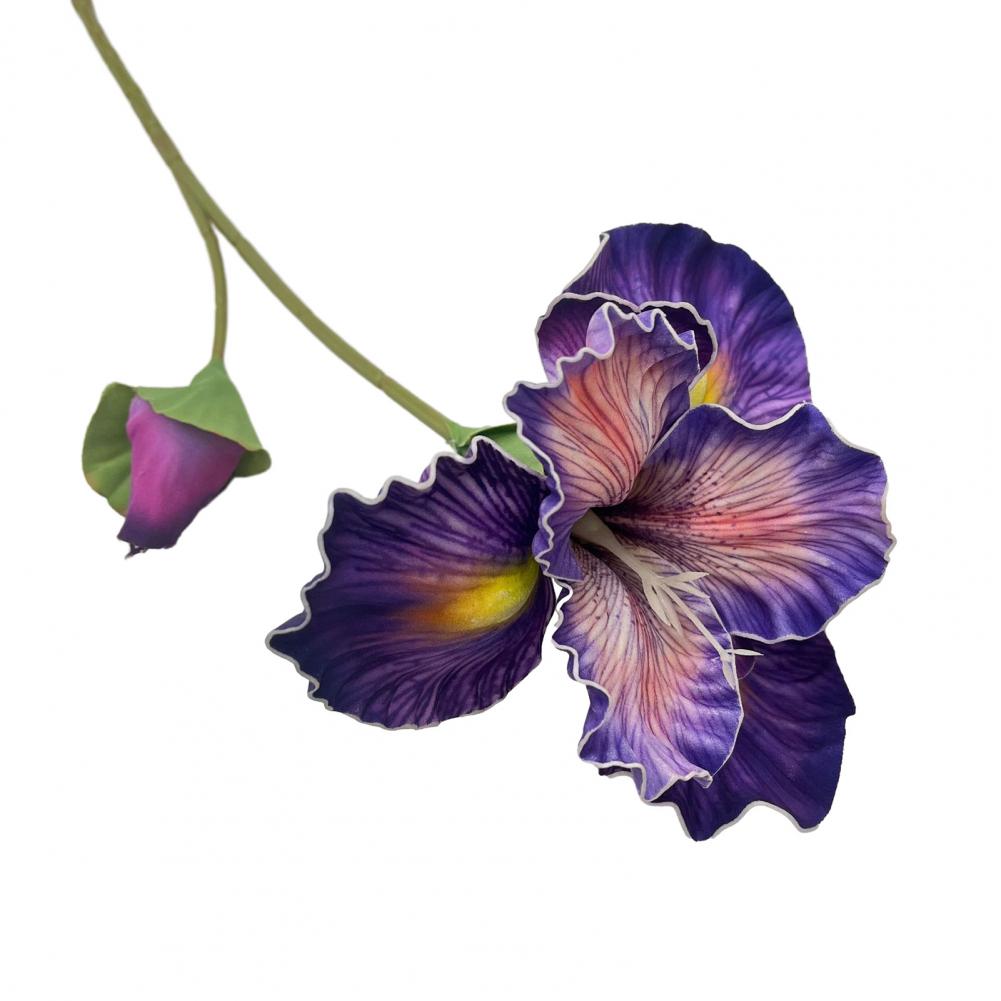 18" Artificial Iris Flower Real Touch Fake Bouquet with Flower Bud for Home Table Centerpiece Wedding Floral Arrangement Flowers