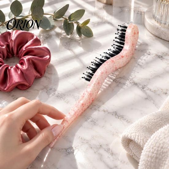 Three Row Hair Brush Snake Shape 3-Row Boar Bristle Brush, Anti Static Teasing Comb Women Accessories for & Kids, Professional Styling Tool Smoothing