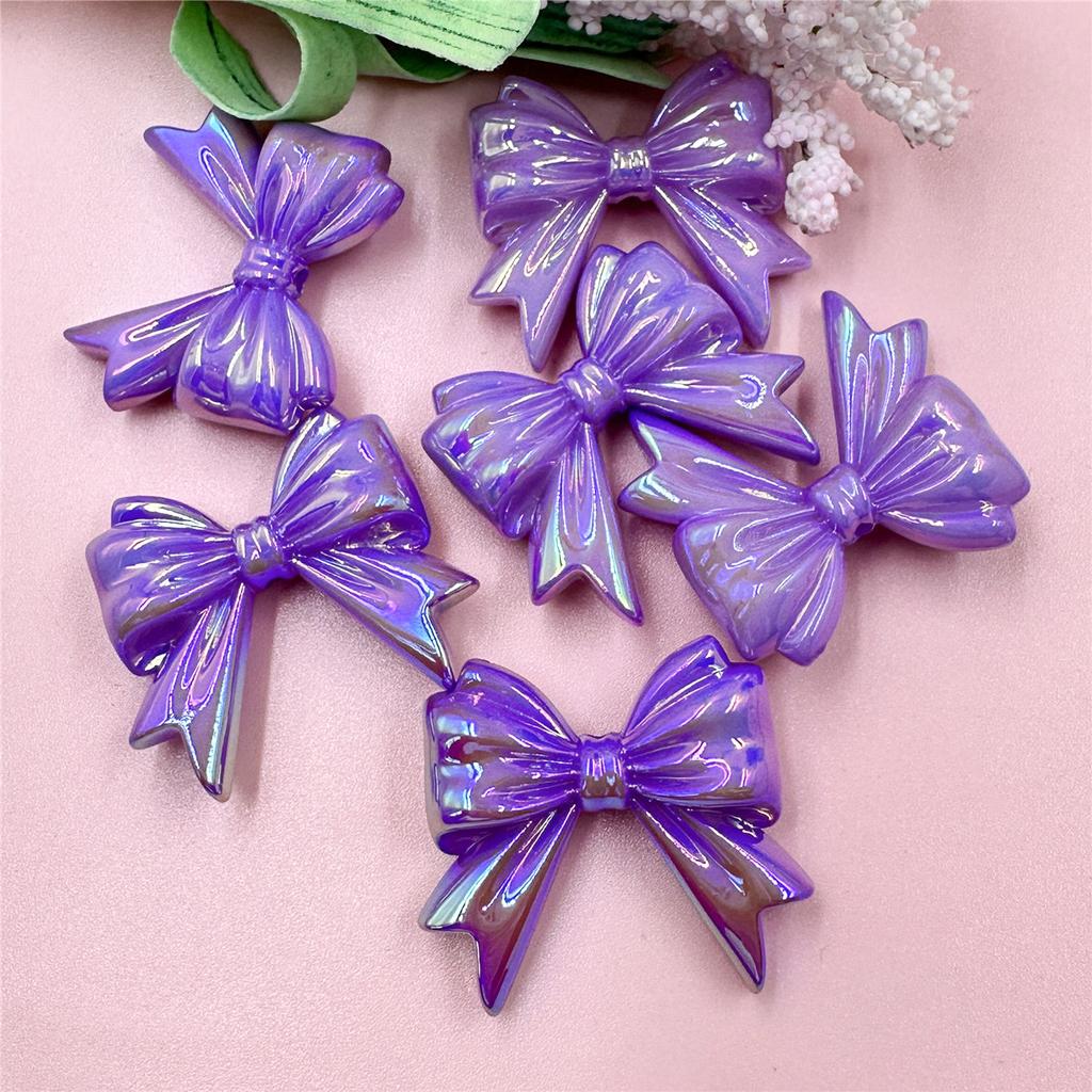 Hanmade Jewelry Making Beading Neclace Bracelet Bowknot DIY Findings 6Pcs 32.3*36.6mm for Crafted Big Bow Handcrafted Acrylic Loose Beads