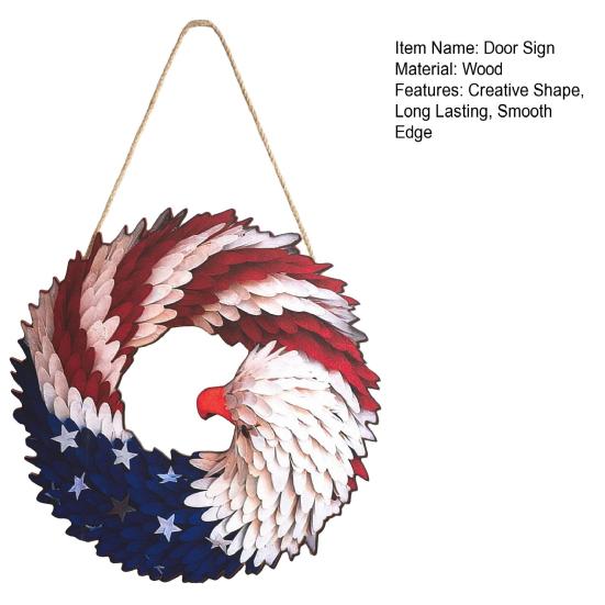 Renewed Wings Wreath Independence Day Decoration with Lanyard Easy To Hang Waterproof