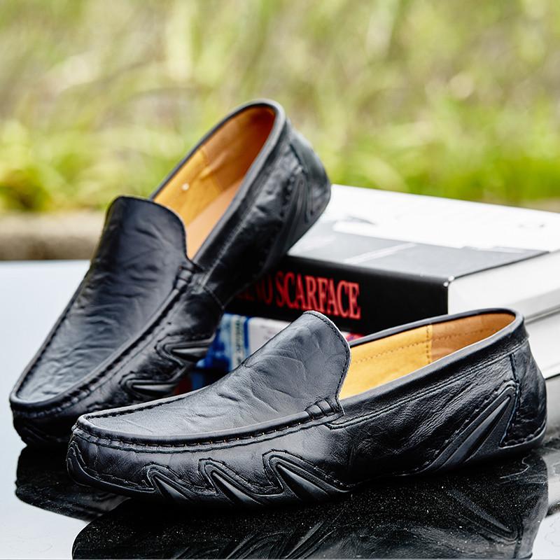 Plus Size Split Leather Shoes Men Loafers Comfortable Casual Shoes Men Flats Moccasins Men Footwear