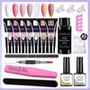 18PCS/SET Poly Nail Gel Extension Set With Slip Solution,Base Top Coat,Nail Extension Home Kit For Nail Art Starter UV Construction Gel Kit