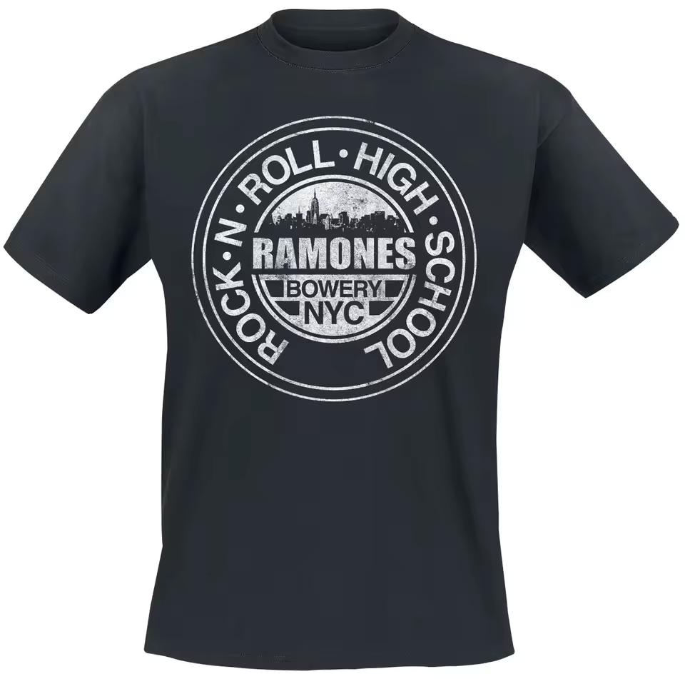 Футболка Ramones Rock N Roll High School, Черный Хлопок, Винтажный Принт Bowery NYC, Панк-Группа