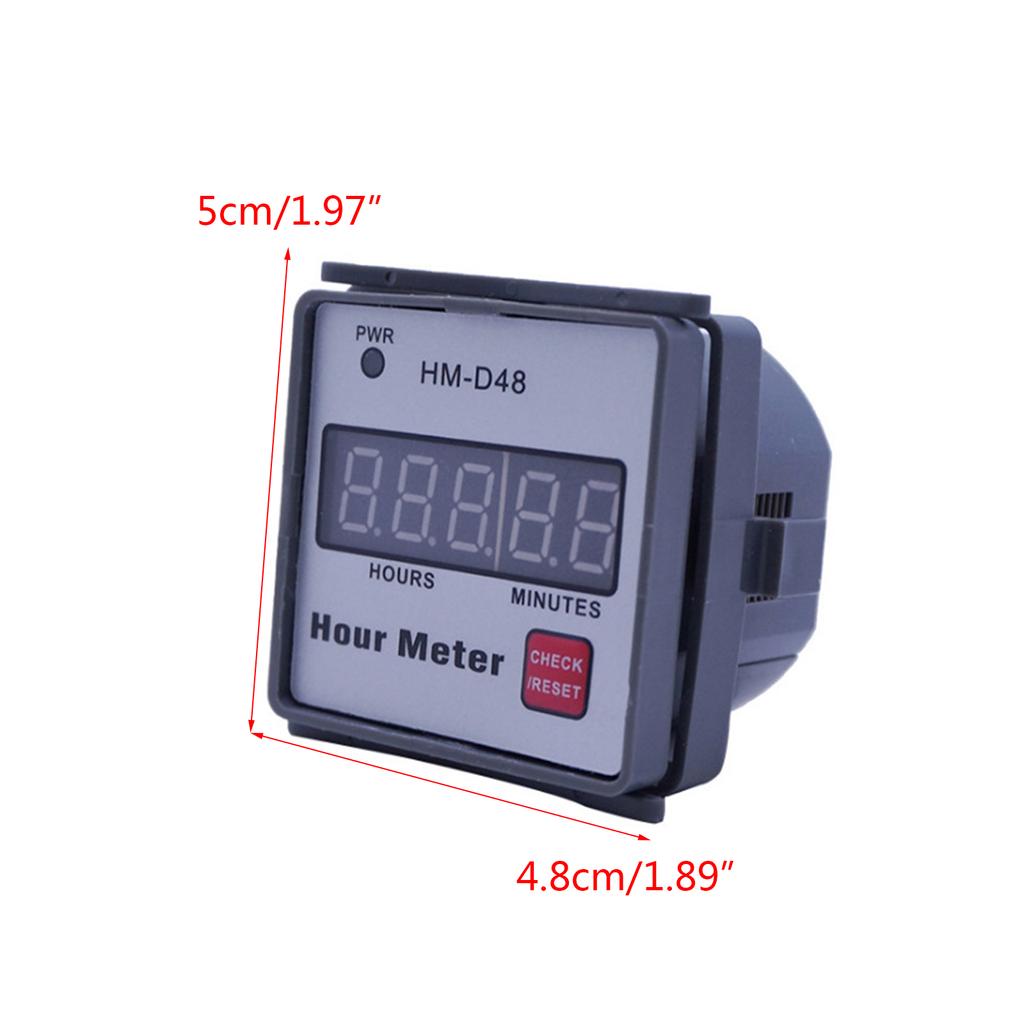 HM-D48 Hour Meter Digital Hourmeter 0?999.99h Timer AC 220V for Motor Lawn Mower Generator Farm Tractor Hour Meter Gauge