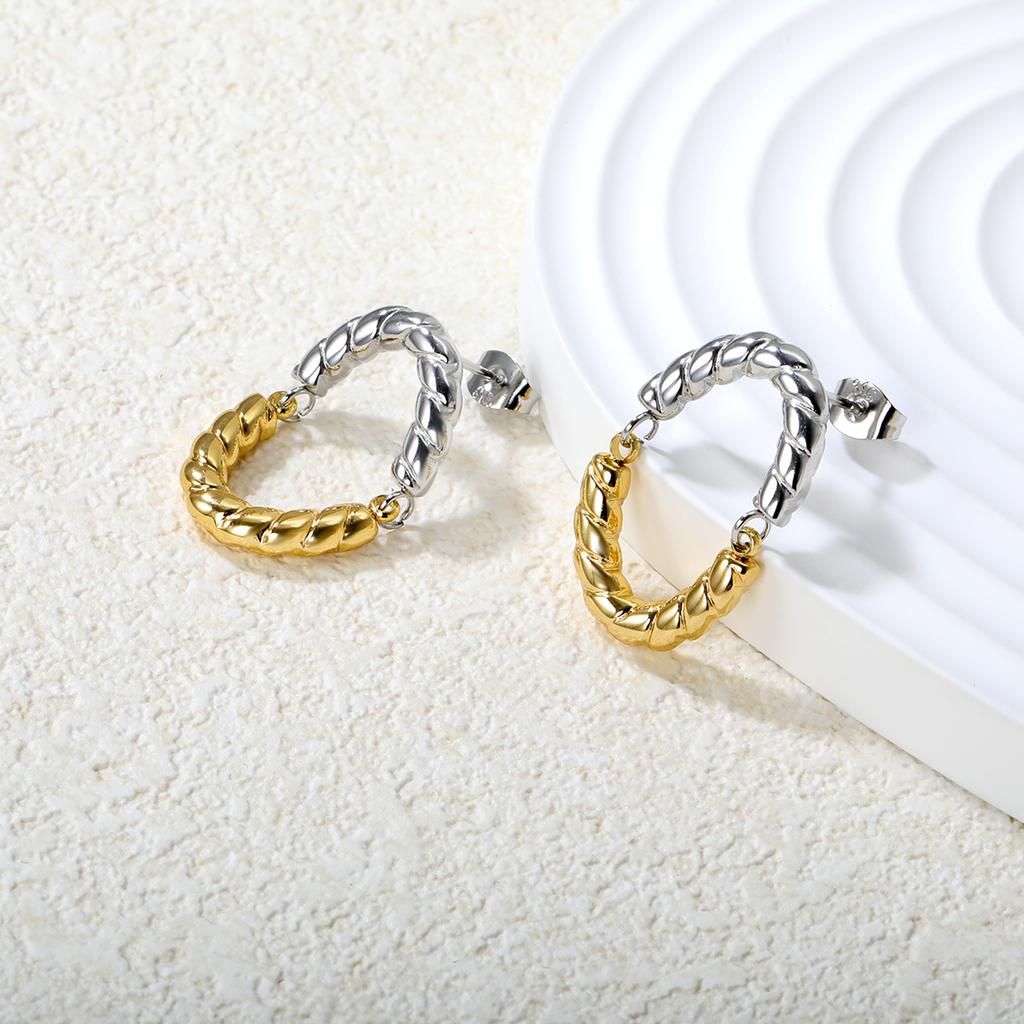 Fashionable Stainless Steel Love Heart Butterfly Earrings For Girls, Cute Jewelry INS Design, Versatile Punk Irregular Earrings