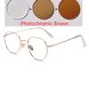Металлические анти-синие светлые полигональные очки для близорукости, готовые женские и мужские фотохромные серые очки по рецепту, 0-50-75-100 до-400