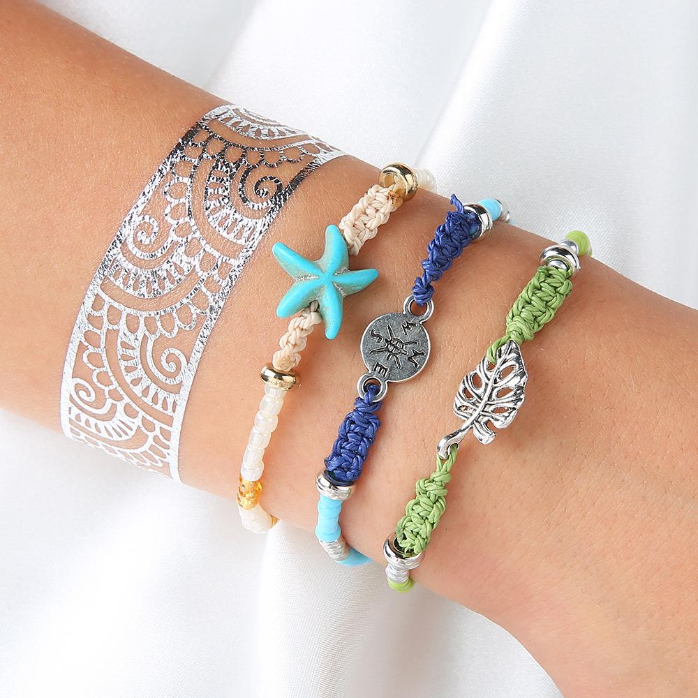 Simple Accessories Набор браслетов с плетением: Звезда-компас с 3 лучами, Морская звезда