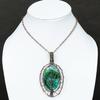 Green Dendritic Gemstone Copper Wire Wrap Jewelry Pendant 3.55"